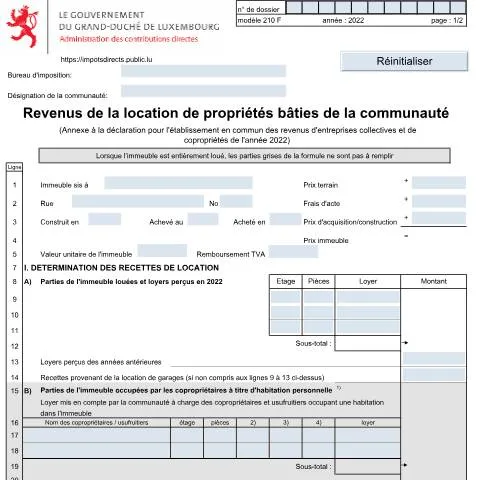 Aperçu du document Guide sur l'Annexe 210 F pour les revenus locatifs — Impôts & fiscalité (CERFA n°210 F)