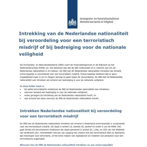 Documentvoorvertoning: Gevolgen van nationaliteitsintrekking in Nederland — Immigratie & visa (CERFA n°5044)