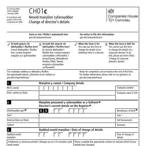 Document preview: Essential Guide to the CH01c Form for Directors — Business