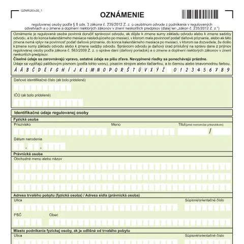 Document preview: Úloha formulára OZNRO83v26 v regulovanom podnikaní — Administratívne úkony (CERFA n°OZNRO83v26)