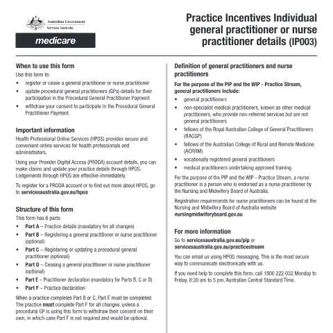 Document preview: Understanding the IP003 Form for Healthcare Professionals — Health (CERFA n°IP003)