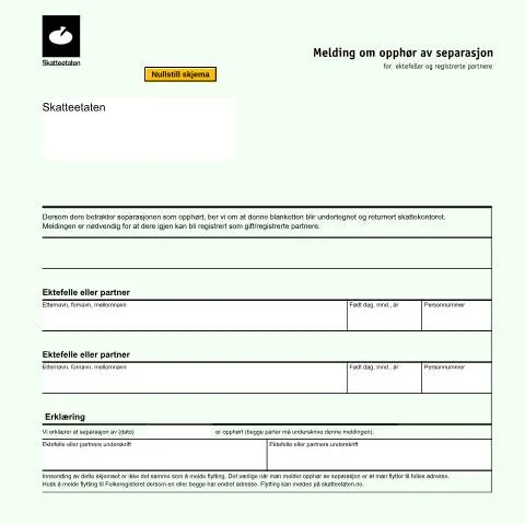 Document preview: Hvordan sende inn RF-1440 for avslutning av separasjon — Skatt & avgifter (CERFA n°RF-1440)