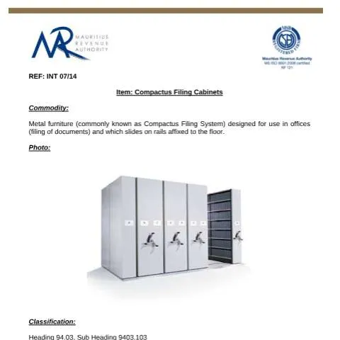 Document preview: Understanding Filing Cabinet Classification in Mauritius — Government & admin (FilingCabinets)