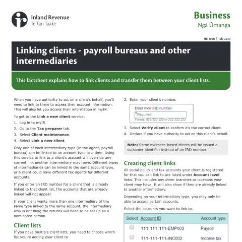 Document preview: Understanding Payroll Bureau Client Linkage — Government & admin (CERFA n°IR1109B)