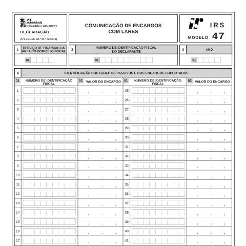 Pré-visualização do documento Modelo 47: Comunicação de encargos com lares em Portugal — Impostos (CERFA n°Modelo 47)