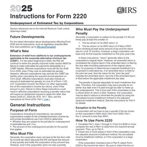 Document preview: Mastering IRS Instructions i2220 for Corporate Tax Compliance — Taxes (CERFA n°INST-2220)