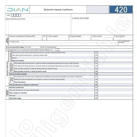 Vista previa del documento Guía para declarar el Impuesto al Patrimonio en Colombia 2023 — Impuestos (CERFA n°F420-2023)