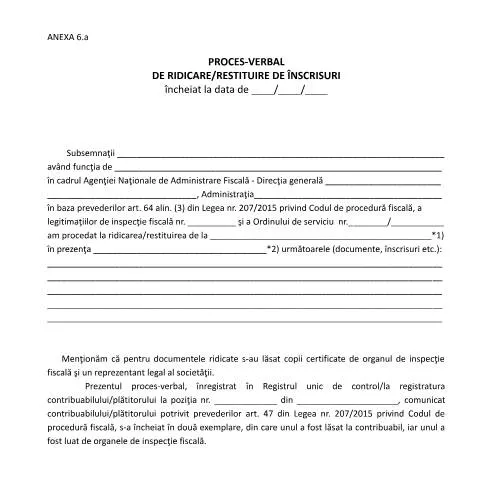 Document preview: Importanța Procesului-verbal O3711_15_A6 în Controlul Fiscal — Formalități administrative (CERFA n°O3711_15_A6)