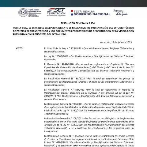 Vista previa del documento Presentación del Estudio Técnico de Precios de Transferencia — Trámites administrativos