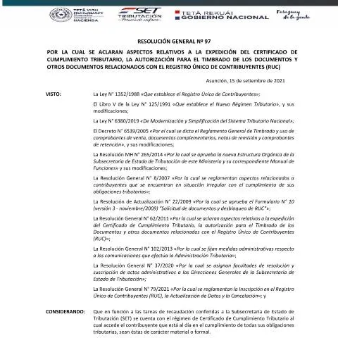 Vista previa del documento Cómo solicitar el Certificado de Cumplimiento Tributario en Paraguay — Impuestos