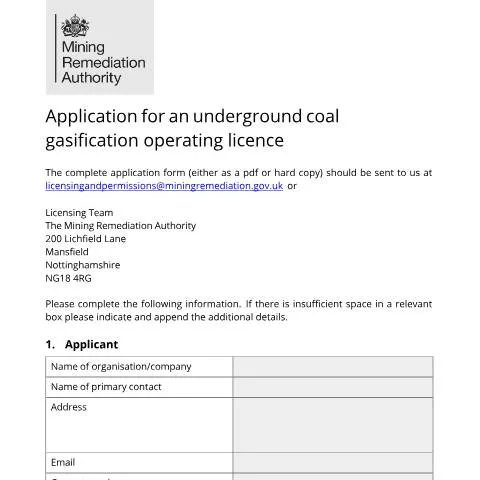 Document preview: Understanding Underground Coal Gasification Licences — Government & admin