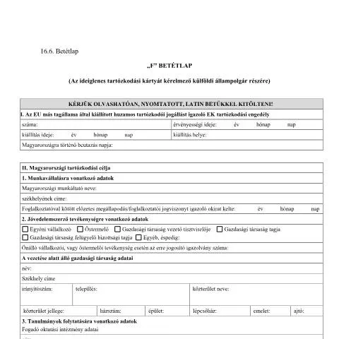 Document preview: Ideiglenes tartózkodási kártya igénylése Magyarországon — Bevándorlás & vízumok
