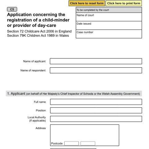 Document preview: Understanding the C5 Form for Child-Minding Registration — Civil status & identity
