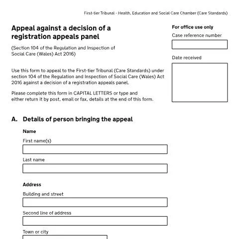 Document preview: Appealing Decisions of the Registration Appeals Panel in Care — Legal & justice