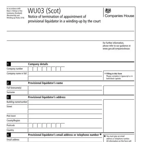 Document preview: Understanding the WU03 (Scot) Notice for Liquidation — Government & admin (WU03 (Scot))