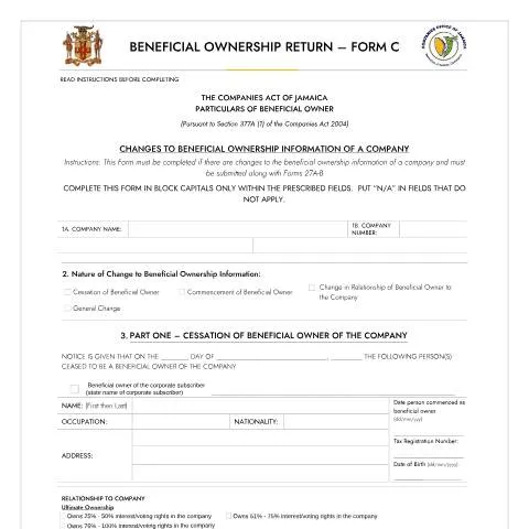 Document preview: Understanding BOR FORM C: Key to Corporate Compliance in Jamaica — Government & admin (CERFA n°BOR_FORM_C_10012024)