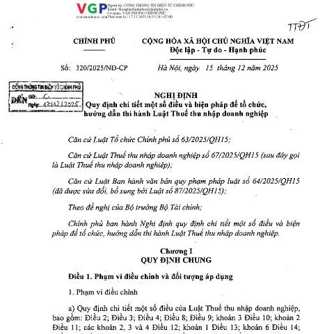 Document preview: Tìm hiểu Nghị định 320/2025/NĐ-CP và tác động đến doanh nghiệp — Thuế & tài chính (CERFA n°320/2025/NĐ-CP)