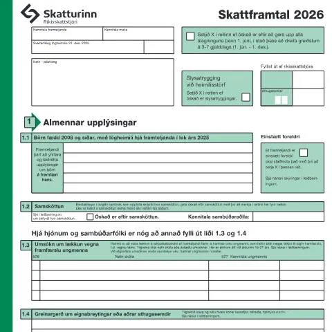 Document preview: Leiðbeiningar um skattframtal manns 2026 vegna tekjuársins 2025 — Skattar & fjármál (CERFA n°RSK 1.01)