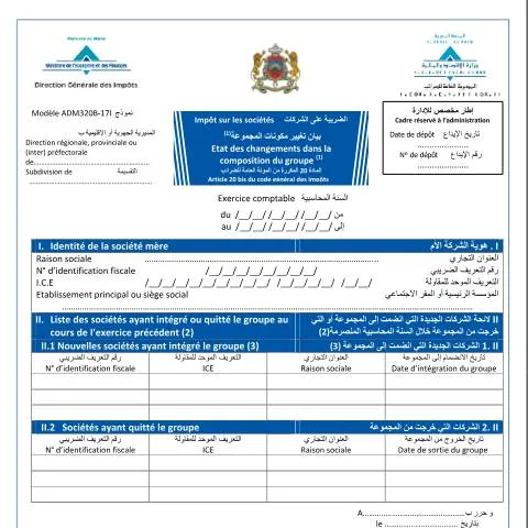 Aperçu du document Suivi des modifications dans la composition du groupe — Impôts & fiscalité (CERFA n°ADM320B-17I)