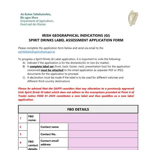 Document preview: Understanding the Irish GI Spirit Drinks Application Process — Government & admin
