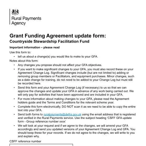 Document preview: Update Your Grant Funding Agreement for the CS Facilitation Fund — Government & admin