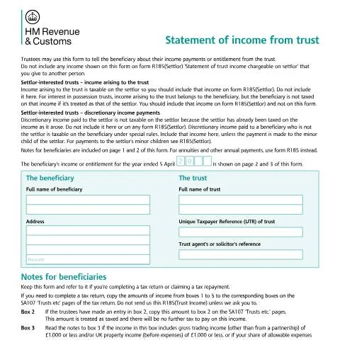Document preview: How R185 Trust Income Statements Work for UK Beneficiaries — Taxes