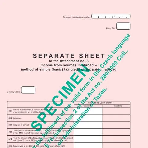 Document preview: Samostatný list k Příloze č. 3 pro zahraniční příjmy — Daně a fiskální záležitosti (CERFA n°25 5405aj)