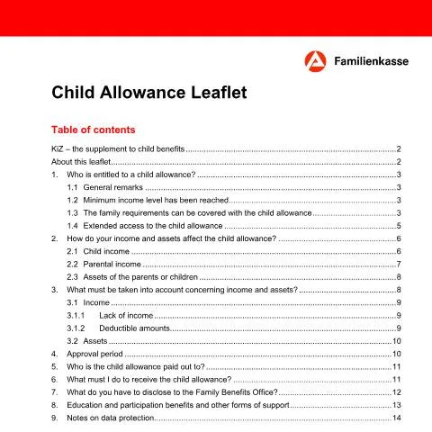 Dokumentvorschau: Wichtige Informationen zum Kinderzuschlag (KiZ 2) — Familie (CERFA n°merkblatt-kinderzuschlag-kiz2-englisch_ba038612)