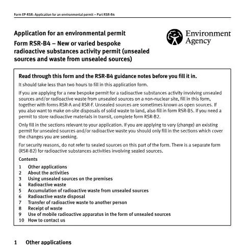 Document preview: Understanding Form Part RSR-B4 for Environmental Compliance — Environment & energy