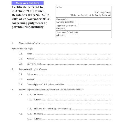 Document preview: Understanding C60 Certificates for International Family Law Cases — Legal & justice