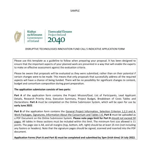 Document preview: Unlock Innovation with Disruptive Technologies Fund Call 5 — Government & admin (CERFA n°CALL5)