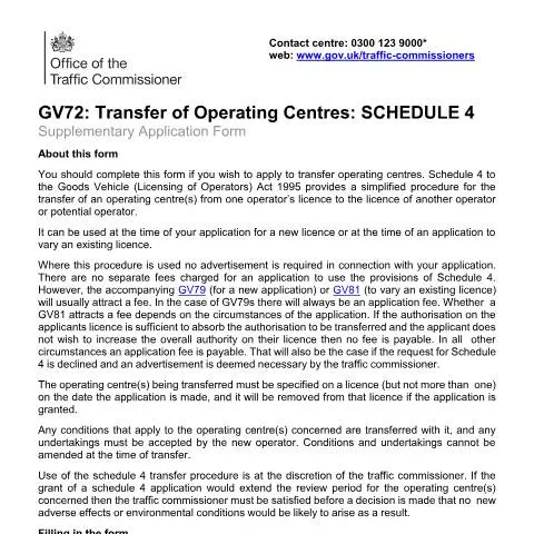 Document preview: How to Transfer Operating Centres Between Different Operators — Vehicle & driving