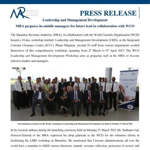 Document preview: Empowering MRA's Middle Managers for Future Leadership — Government & admin (PressRelease290323)