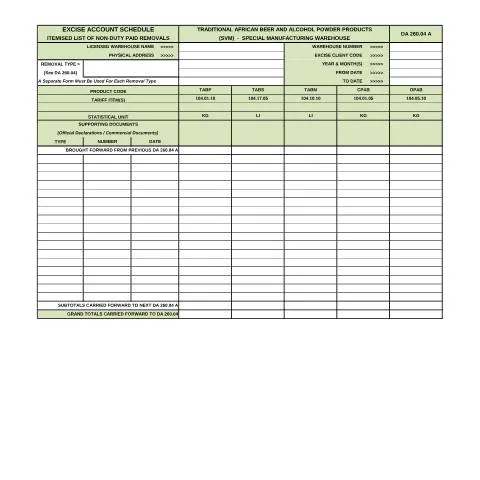 Document preview: Understanding the DA 260 04A Form for Beverage Compliance — Government & admin (CERFA n°DA 260 04A)