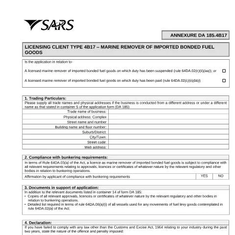 Document preview: Navigating the DA 185 4B17 Form for Marine Removers — Government & admin (CERFA n°DA 185 4B17)