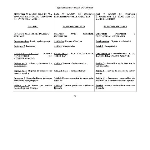 Document preview: Understanding the VAT Law of 2023 in Rwanda — Taxes (CERFA n°VAT_Law_of_2023_ok)