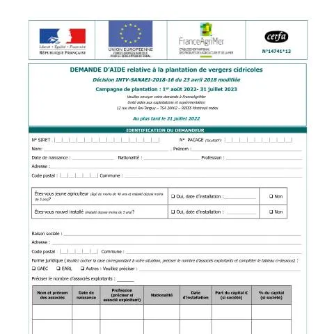 Aperçu du document Aide à la plantation de vergers cidricoles : guide complet — Démarches administratives (CERFA n°14741*13)