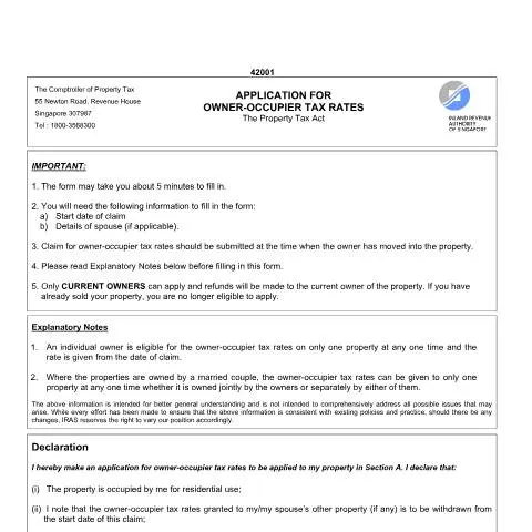Document preview: Guide to Applying for Owner-Occupier Tax Rates on Residential — Taxes (CERFA n°APPLICATION-FOR-OOTR-(2024))