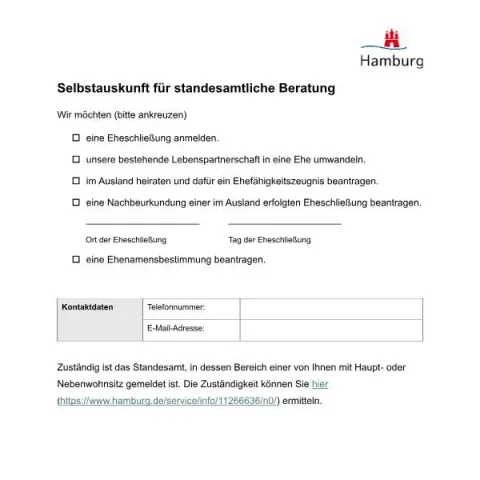 Dokumentvorschau: Selbstauskunft für standesamtliche Eheschließung — Personenstand & Ausweis (selbstauskunft_ehe)