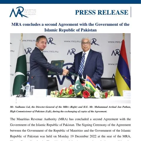 Document preview: Understanding the MRA's Enhanced Agreement with Pakistan — Government & admin (MOUSignature201222)