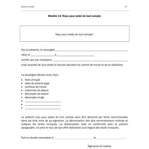 Aperçu du document Modèle N°13 : Reçu pour Solde de Tout Compte — Emploi & travail (CERFA n°modele-n-13-recu-pour-solde-de-tout-compte)