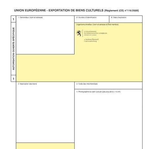 Aperçu du document Comprendre la demande d'autorisation pour l'exportation de biens — Démarches administratives (CERFA n°biens-culturels-exportation-specifique)