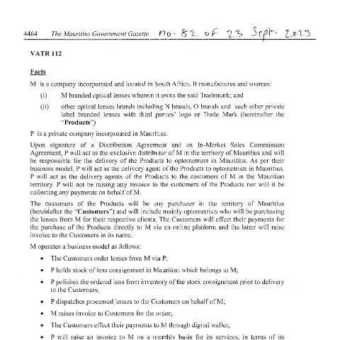 Document preview: The Importance of VATR 112 in Mauritius' Tax System — Taxes (CERFA n°VATR112)