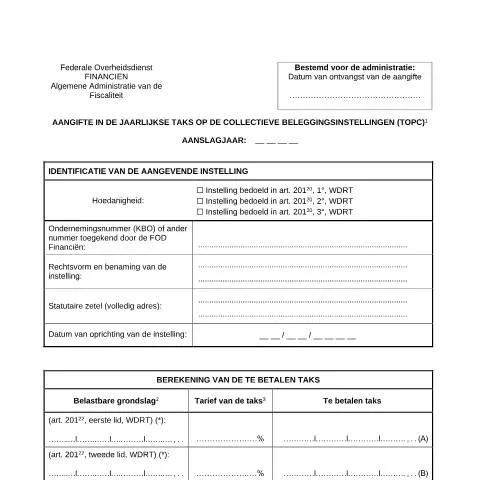 Aperçu du document Guide pour la déclaration de la taxe sur les institutions de placement — Impôts & fiscalité (CERFA n°124-taks-collectieve-beleggingsinstellingen)