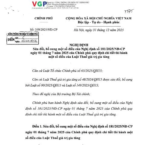 Document preview: Tìm hiểu Nghị định 359/2025/NĐ-CP và ảnh hưởng đến doanh nghiệp — Thuế & tài chính (CERFA n°359/2025/NĐ-CP)