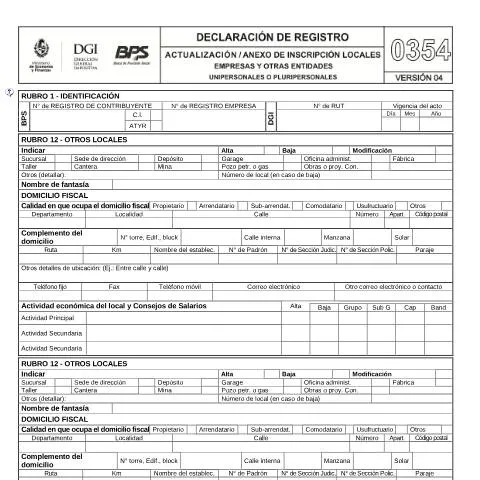 Vista previa del documento Importancia del Formulario 0354 para Empresas en Uruguay — Impuestos (CERFA n°0354)