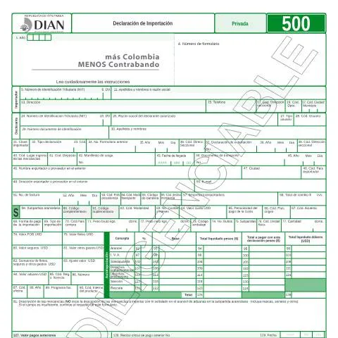 Vista previa del documento La Relevancia de la Declaración de Importación F500-2016 — Aduanas y comercio (CERFA n°F500-2016)