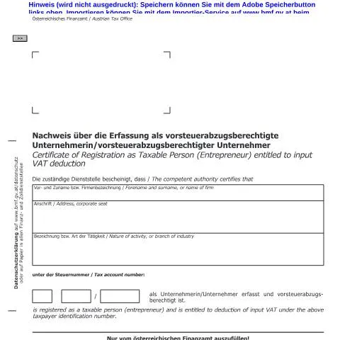 Dokumentvorschau: U70-Zertifikat: Schlüssel zur Vorsteuererstattung für Unternehmer — Steuern (CERFA n°U70)