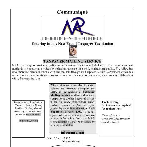 Document preview: Discover the Benefits of the Taxpayer Mailing Service — Taxes (CERFA n°Taxpayermailing)