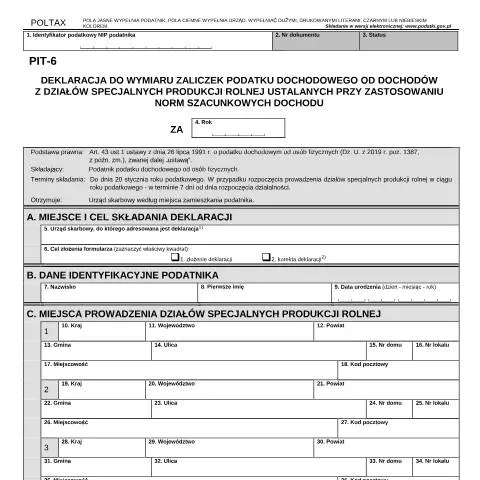 Document preview: PIT-6: Jak Wypełnić Deklarację dla Działalności Rolnej — Podatki i fiskalność (CERFA n°PIT-6)